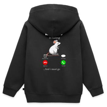Maus Geschenk Mäuschen Kinder Herren Mouse Rat - Kinder Premium Organic Zip Hoodie - Schwarz - Hinten - AI Model Kid Male (0cm)