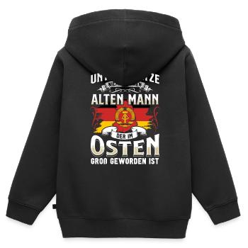Ossi Geschenk Ostdeutschland NVA Germania Osten - Kinder Premium Organic Zip Hoodie - Schwarz - Hinten - AI Model Kid Male (0cm)
