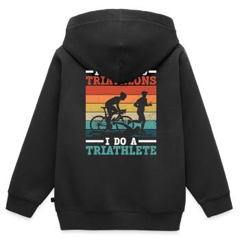 Triathlon Training Triathlet Geschenk - Kinder Premium Organic Zip Hoodie - Schwarz - Hinten - AI Model Kid Male (0cm)