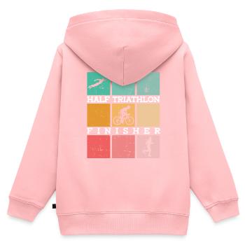Halb-Triathlon Finisher - Triathlet - Kinder Premium Organic Zip Hoodie - Rosa - Hinten - AI Model Kid Female (0cm)