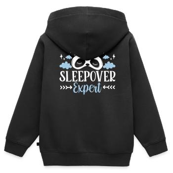 Expert pour les nuitées douces fête nuitée - Sweat Premium à capuche zippé enfant bio - noir - Dos - AI Model Kid Male (0cm)