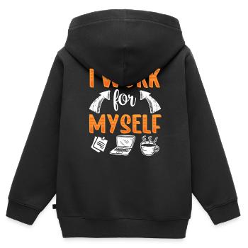 Ich Arbeite Für Mich Selbst Gründer Unternehmer - Kinder Premium Organic Zip Hoodie - Schwarz - Hinten - AI Model Kid Male (0cm)
