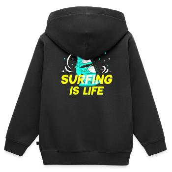 Surfen Ist Leben Surfer Surfbrett Surfing - Kinder Premium Organic Zip Hoodie - Schwarz - Hinten - AI Model Kid Male (0cm)