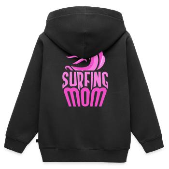 Surf Mama Surf Surfer Planche de surf - Sweat Premium à capuche zippé enfant bio - noir - Dos - AI Model Kid Male (0cm)