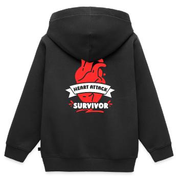 Survivant d’une crise cardiaque - Sweat Premium à capuche zippé enfant bio - noir - Dos - AI Model Kid Male (0cm)