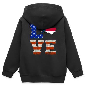 Liebe North Carolina Geschenk - Kinder Premium Organic Zip Hoodie - Schwarz - Hinten - AI Model Kid Male (0cm)