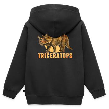 Triceratops Dinosaurier - Kinder Premium Organic Zip Hoodie - Schwarz - Hinten - AI Model Kid Male (0cm)