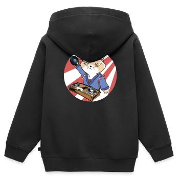 Musique Disc Jockey DJ Vinyl Turntable Japon - Sweat Premium à capuche zippé enfant bio - noir - Dos - AI Model Kid Male (0cm)
