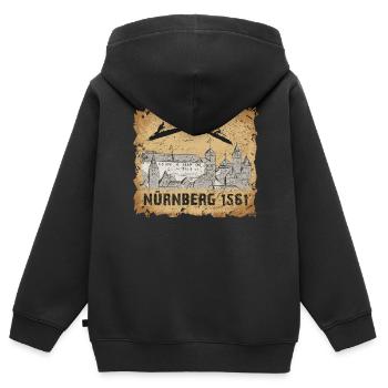 Nuremberg Skyline City Tour Nuremberg Skyline - Sweat Premium à capuche zippé enfant bio - noir - Dos - AI Model Kid Male (0cm)