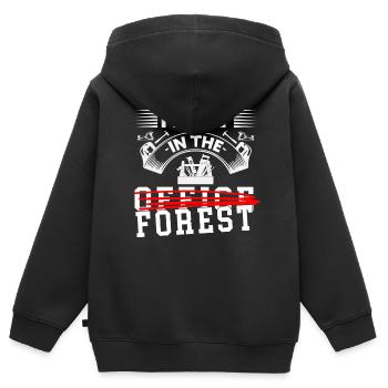 Je serai dans le bureau menuisier menuisier - Sweat Premium à capuche zippé enfant bio - noir - Dos - AI Model Kid Male (0cm)