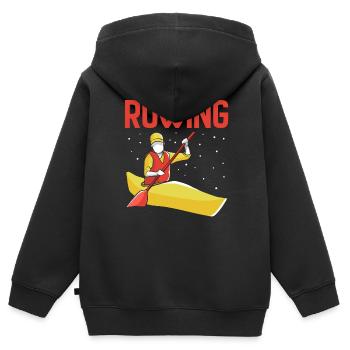 Aviron Aviron Aviron Aviron Bateau Aviron - Sweat Premium à capuche zippé enfant bio - noir - Dos - AI Model Kid Male (0cm)