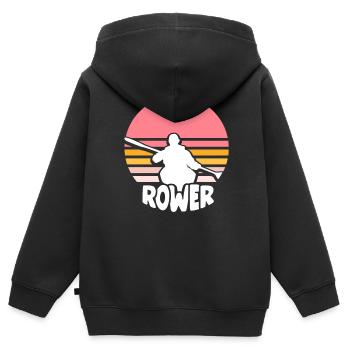 Aviron Bateau Aviron Aviron - Sweat Premium à capuche zippé enfant bio - noir - Dos - AI Model Kid Male (0cm)