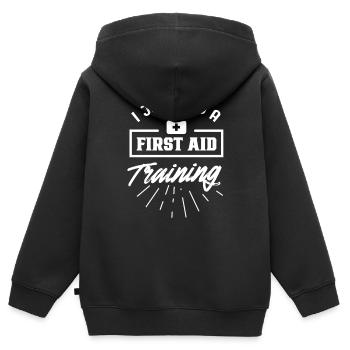 Ich Hatte Gerade Einen Erste Hilfe Kurs Lehrer - Kinder Premium Organic Zip Hoodie - Schwarz - Hinten - AI Model Kid Male (0cm)