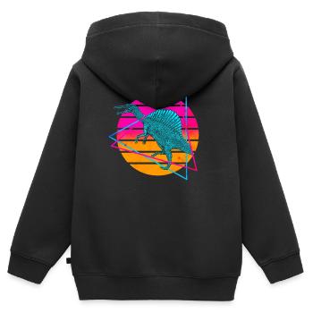 Vaporwave Spinosaurus Dinosaur - Kids Premium Organic Zip-up Hoodie - black - Back - AI Model Kid Male (0cm)