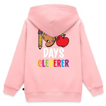 100 Days Clever Sweet Team Dictons drôles - Sweat Premium à capuche zippé enfant bio - rose - Dos - AI Model Kid Female (0cm)