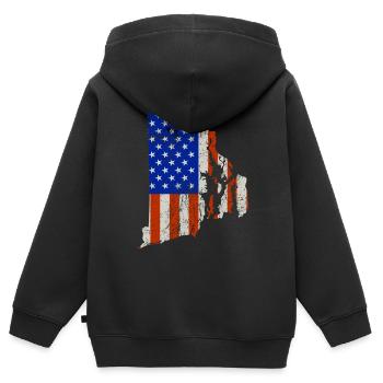 Rhode Island Home Usa drapeau cadeau - Sweat Premium à capuche zippé enfant bio - noir - Dos - AI Model Kid Male (0cm)