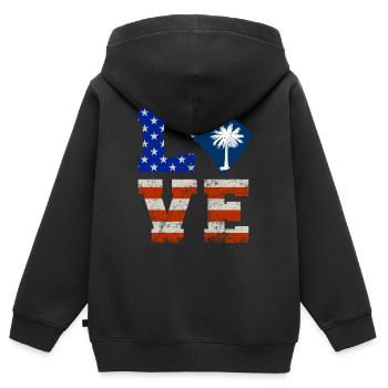 Liebe South Carolina Geschenk - Kinder Premium Organic Zip Hoodie - Schwarz - Hinten - AI Model Kid Male (0cm)