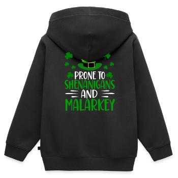 Anfällig Für Blödsinn Und Unfug Irland Gälisch Ire - Kinder Premium Organic Zip Hoodie - Schwarz - Hinten - AI Model Kid Male (0cm)