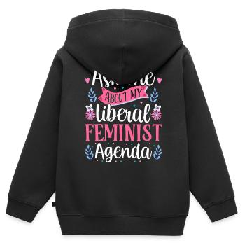 Agenda féministe libéral Féminisme féministe - Sweat Premium à capuche zippé enfant bio - noir - Dos - AI Model Kid Male (0cm)