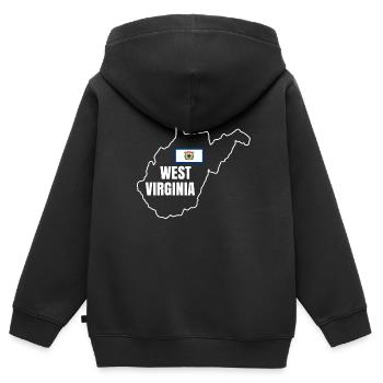 West Virginia Pride Geschenk - Kinder Premium Organic Zip Hoodie - Schwarz - Hinten - AI Model Kid Male (0cm)