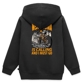 Reisendes West Virginia geschenk - Kinder Premium Organic Zip Hoodie - Schwarz - Hinten - AI Model Kid Male (0cm)