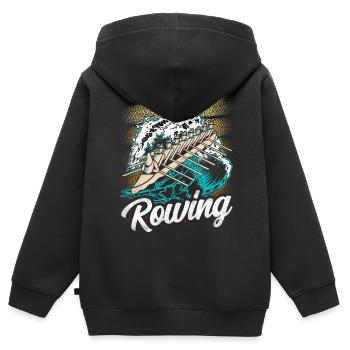 Aviron Aviron Aviron Bateau Aviron - Sweat Premium à capuche zippé enfant bio - noir - Dos - AI Model Kid Male (0cm)