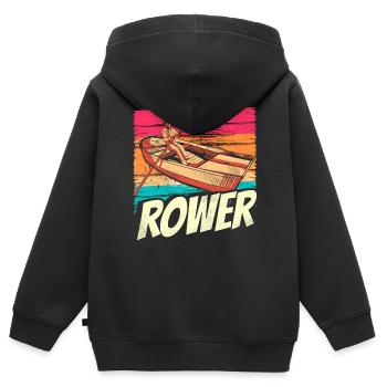 Aviron Aviron Bateau Aviron Aviron Aviron - Sweat Premium à capuche zippé enfant bio - noir - Dos - AI Model Kid Male (0cm)