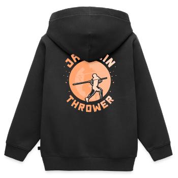 Lancer du javelot Lancer du javelot Lancer du javelot Lancer du javelot - Sweat Premium à capuche zippé enfant bio - noir - Dos - AI Model Kid Male (0cm)
