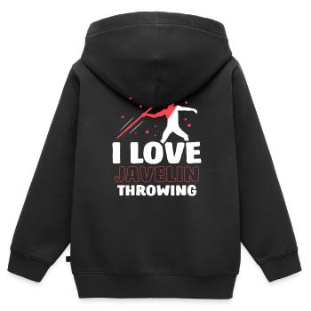J’adore lancer de javelot lancer de javelot lancer de javelot lancer de javelot - Sweat Premium à capuche zippé enfant bio - noir - Dos - AI Model Kid Male (0cm)