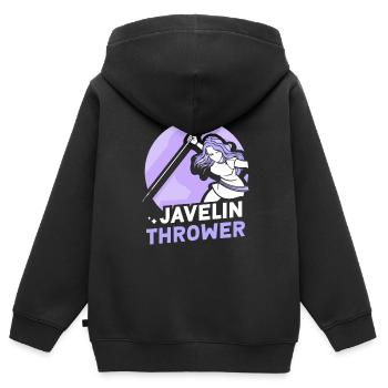 Lancer du javelot Lancer du javelot Lancer du javelot - Sweat Premium à capuche zippé enfant bio - noir - Dos - AI Model Kid Male (0cm)