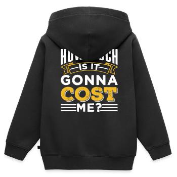 Wie Viel Wird Es Mich Kosten? Vater Papa Papi - Kinder Premium Organic Zip Hoodie - Schwarz - Hinten - AI Model Kid Male (0cm)