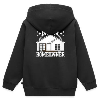Nouveau propriétaire Propriétaire Maison de propriétaire - Sweat Premium à capuche zippé enfant bio - noir - Dos - AI Model Kid Male (0cm)