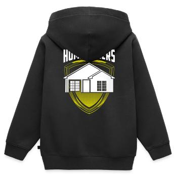 Propriétaire Propriétaire Propriétaire Hôte - Sweat Premium à capuche zippé enfant bio - noir - Dos - AI Model Kid Male (0cm)