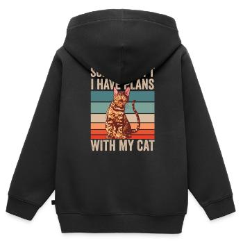 Malheureusement, je ne peux pas avoir de plans avec mon chat - Sweat Premium à capuche zippé enfant bio - noir - Dos - AI Model Kid Male (0cm)