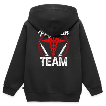 Équipe médicale Médecine d’équipe Médecin Médecin Médecin Médecin - Sweat Premium à capuche zippé enfant bio - noir - Dos - AI Model Kid Male (0cm)