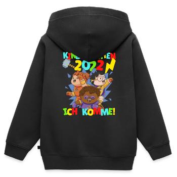 Kindergarten ich komme - Superhelden 2022 - Kinder Premium Organic Zip Hoodie - Schwarz - Hinten - AI Model Kid Male (0cm)
