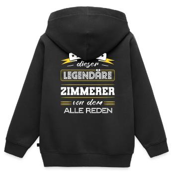 Ich Bin Dieser Legendäre Zimmerer Geschenk - Kinder Premium Organic Zip Hoodie - Schwarz - Hinten - AI Model Kid Male (0cm)
