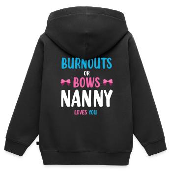 Burnouts or Bows Nounou Vous aime pour - Sweat Premium à capuche zippé enfant bio - noir - Dos - AI Model Kid Male (0cm)