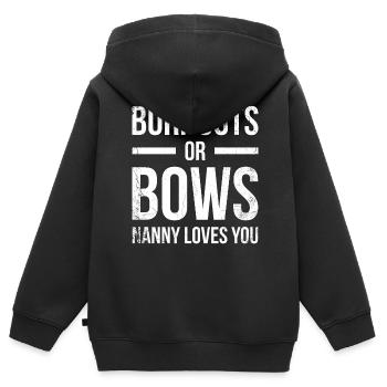 Burnouts or Bows Nounou vous aime pour grand-mère - Sweat Premium à capuche zippé enfant bio - noir - Dos - AI Model Kid Male (0cm)