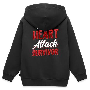 Survivant d’une crise cardiaque - Sweat Premium à capuche zippé enfant bio - noir - Dos - AI Model Kid Male (0cm)