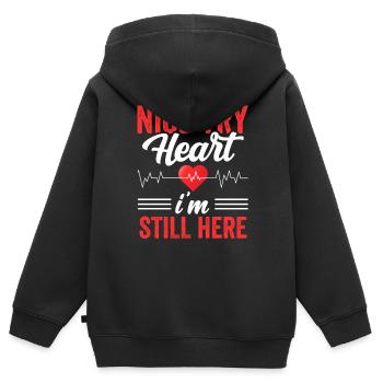 Bon cœur d’essai je suis toujours là - Sweat Premium à capuche zippé enfant bio - noir - Dos - AI Model Kid Male (0cm)