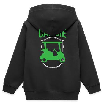 Caddie Profession Golfeur Golf Golf - Sweat Premium à capuche zippé enfant bio - noir - Dos - AI Model Kid Male (0cm)