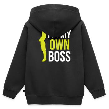 Je suis mon propre patron Mama CEO Fondateur - Sweat Premium à capuche zippé enfant bio - noir - Dos - AI Model Kid Male (0cm)