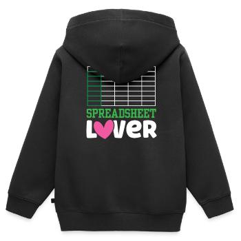 Amateurs de feuilles de calcul Table table table - Sweat Premium à capuche zippé enfant bio - noir - Dos - AI Model Kid Male (0cm)