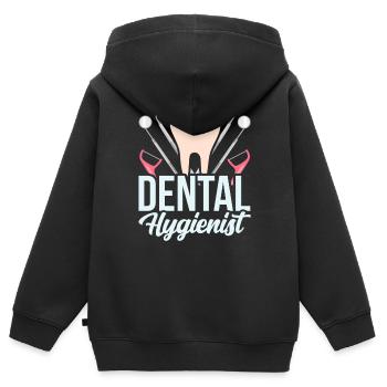 Hygiénistes dentaires Équipe d’hygiène dentaire Dentiste - Sweat Premium à capuche zippé enfant bio - noir - Dos - AI Model Kid Male (0cm)