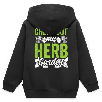 Découvrez mes herbes de jardin d’herbes aromatiques - Sweat Premium à capuche zippé enfant bio - noir - Dos - AI Model Kid Male (0cm)