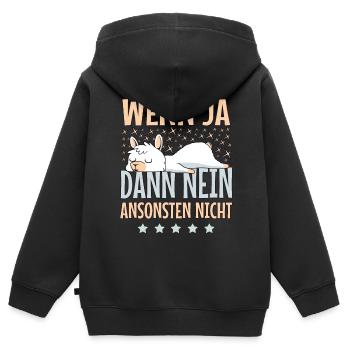 Süßes Lama Alpaka Morgenmuffel Langschläfer - Kinder Premium Organic Zip Hoodie - Schwarz - Hinten - AI Model Kid Male (0cm)