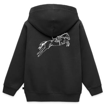 Courses de chevaux Saut d’obstacles Sports équestres Jockey - Sweat Premium à capuche zippé enfant bio - noir - Dos - AI Model Kid Male (0cm)
