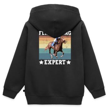Expert pour les courses de plat - Horse Racing Equestrian - Sweat Premium à capuche zippé enfant bio - noir - Dos - AI Model Kid Male (0cm)