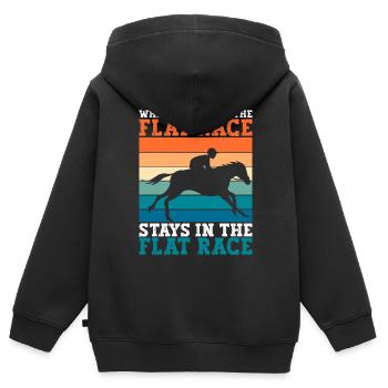 Ce qui se passe dans la course de plat reste dans la course de plat - Sweat Premium à capuche zippé enfant bio - noir - Dos - AI Model Kid Male (0cm)